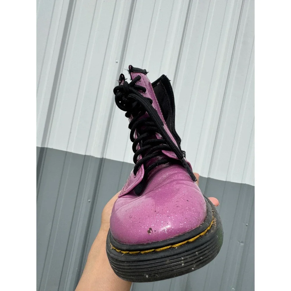Dr. Martens 1460 Kids Pink Cosmic Glitter Lace Up Combat Ankle Boots Size 3 US